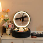 Round Smart LED Makeup Leather Travel Organizers - Heritage cosmetics and beauty care