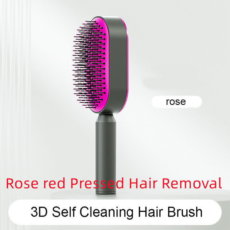 Self Cleaning Hair Brush For Women One-key Cleaning Hair Loss Airbag Massage Scalp Comb Anti-Static Hairbrush - Heritage cosmetics and beauty care