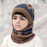 Children's Hats For Autumn And Winter New Boys' Hats And Bibs Set Korean Letters Knitted Hedging Warm Woolen Caps - Heritage cosmetics and beauty care