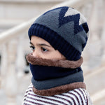 Children's Hats For Autumn And Winter New Boys' Hats And Bibs Set Korean Letters Knitted Hedging Warm Woolen Caps - Heritage cosmetics and beauty care