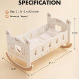 ROBOTIME Doll Crib Wooden Baby Doll Cradle Doll Bed Doll Furniture Accessories Doll Rocking Cradle With Bedding For 18 Inch Dolls - Heritage cosmetics and beauty care