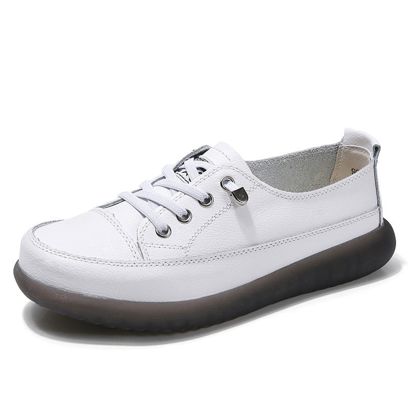 Women's Fashionable Casual Soft Bottom Leather Low-cut Sneakers - Heritage cosmetics and beauty care