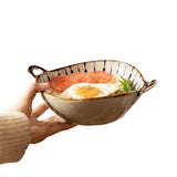 Binaural Soup Household Vintage Noodle Bowl Ramen Ceramic Big Soup Basin Tableware - Heritage cosmetics and beauty care