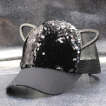 Children's Caps Girls Boys Hats Sequins Cat Ears Sun Visor Baseball Net Caps - Heritage cosmetics and beauty care