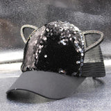 Children's Caps Girls Boys Hats Sequins Cat Ears Sun Visor Baseball Net Caps - Heritage cosmetics and beauty care