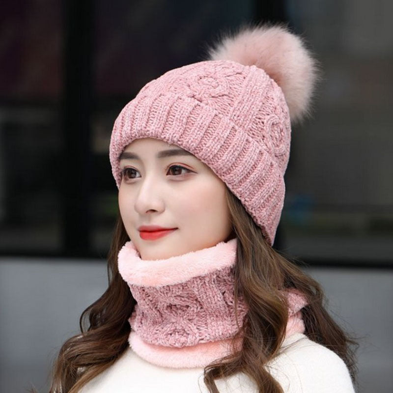 Women's Winter Fleece Fashion Hats Two Piece Set - Heritage cosmetics and beauty care