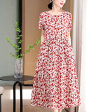 Casual Extra Large Size Cotton Silk Mother Loose Dress Women - Heritage cosmetics and beauty care