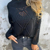 European And American Leisure Loose Hollow Out Sweater Round Neck Knitted Top - Heritage cosmetics and beauty care