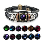 Zodiac Sign Bracelets For Women Men 12 Constellation Beaded Hand Woven PU Leather Bracelets - Heritage cosmetics and beauty care