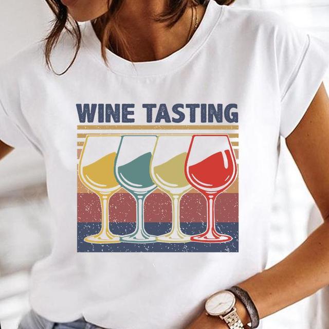 Wine Glass Fashion Printing Foreign Trade New Tops Ladies Casual Bottoming Shirts Heritage cosmetics and beauty care