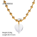 Stainless Steel Transparent Glass Crystal 18K Gold Love Necklace - Heritage cosmetics and beauty care