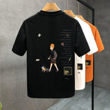 Cartoon Printed Short-sleeved T-shirt Men's Clothes Men's Loose T-shirt - Heritage cosmetics and beauty care