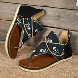 Women's Flip-toe Printed Flat Sandals With Back Zipper Heritage cosmetics and beauty care