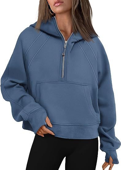 Zipper Hoodies Sweatshirts With Pocket Loose Sport Tops Long Sleeve Pullover Sweaters Winter Fall Outfits Women Clothing - Heritage cosmetics and beauty care