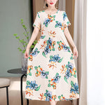 Casual Extra Large Size Cotton Silk Mother Loose Dress Women - Heritage cosmetics and beauty care