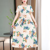 Casual Extra Large Size Cotton Silk Mother Loose Dress Women - Heritage cosmetics and beauty care