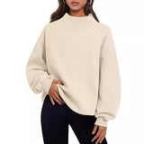 Casual Style Fleece Shirt Thick Half Turtleneck Loose Women's Sweater