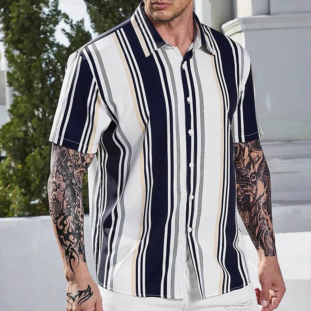 Men's Vintage Summer Shirt Striped - Heritage cosmetics and beauty care