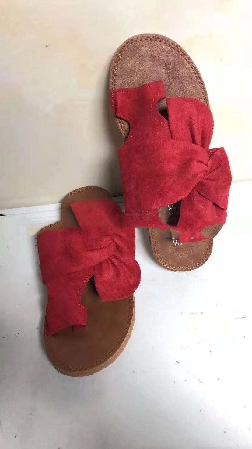 Women's Suede Bow Sandals Plus Size Beach Sandals And Slippers - Heritage cosmetics and beauty care