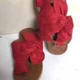 Women's Suede Bow Sandals Plus Size Beach Sandals And Slippers - Heritage cosmetics and beauty care