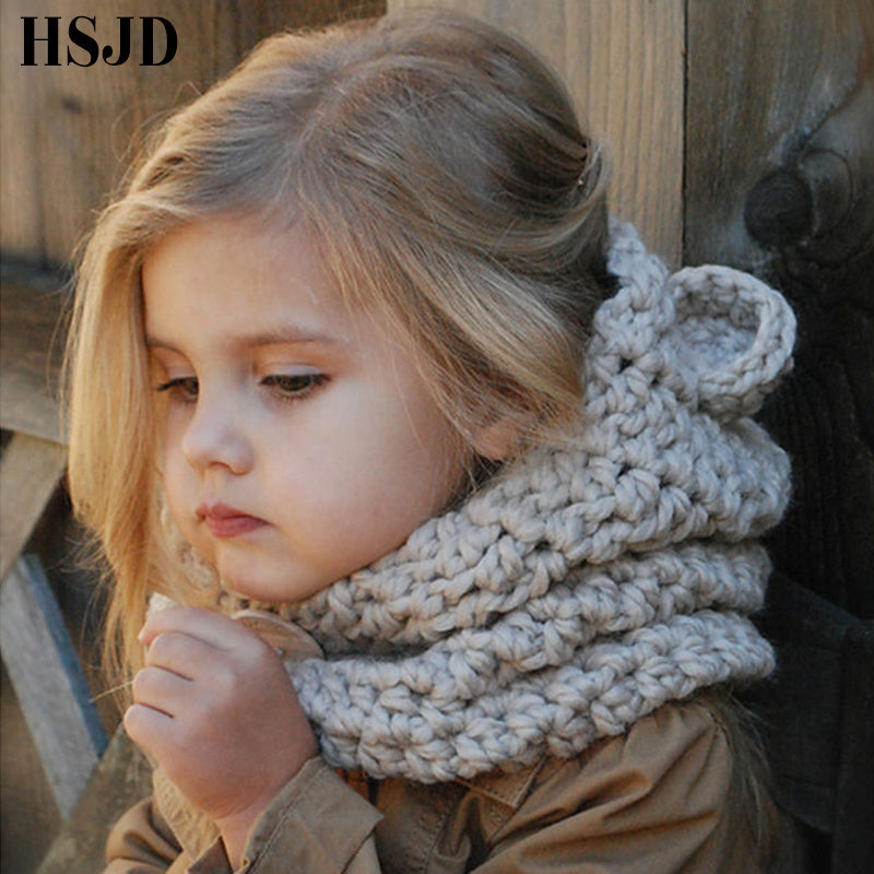 Girls Hats Handmade Kids Winter Hats Wrap Bear Scarf Caps Cute Autumn Children Cartoon Bear Knitted Hats - Heritage cosmetics and beauty care