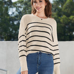 Ladies' Fashionable Long Sleeved Round Neck Knitted Sweater - Heritage cosmetics and beauty care