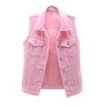 Multi-Color Selection Denim Vest Women's Slim Sleeveless Jacket - Heritage cosmetics and beauty care