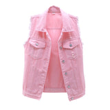 Multi-Color Selection Denim Vest Women's Slim Sleeveless Jacket - Heritage cosmetics and beauty care