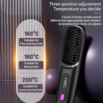 2 In 1 Straight Hair Comb Wireless Hair Straightener Brush Hair Fast Heating Portable Hot Curler USB Charging - Heritage cosmetics and beauty care