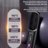 2 In 1 Straight Hair Comb Wireless Hair Straightener Brush Hair Fast Heating Portable Hot Curler USB Charging - Heritage cosmetics and beauty care