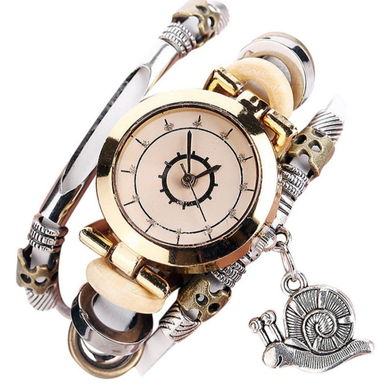 Women's Vintage Bracelet Watch Coiling Leather Watch Snail Pendant - Heritage cosmetics and beauty care