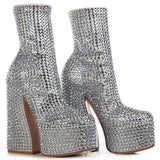 Starry Rhinestone Short Fashion Ankle Boots Women - Heritage cosmetics and beauty care