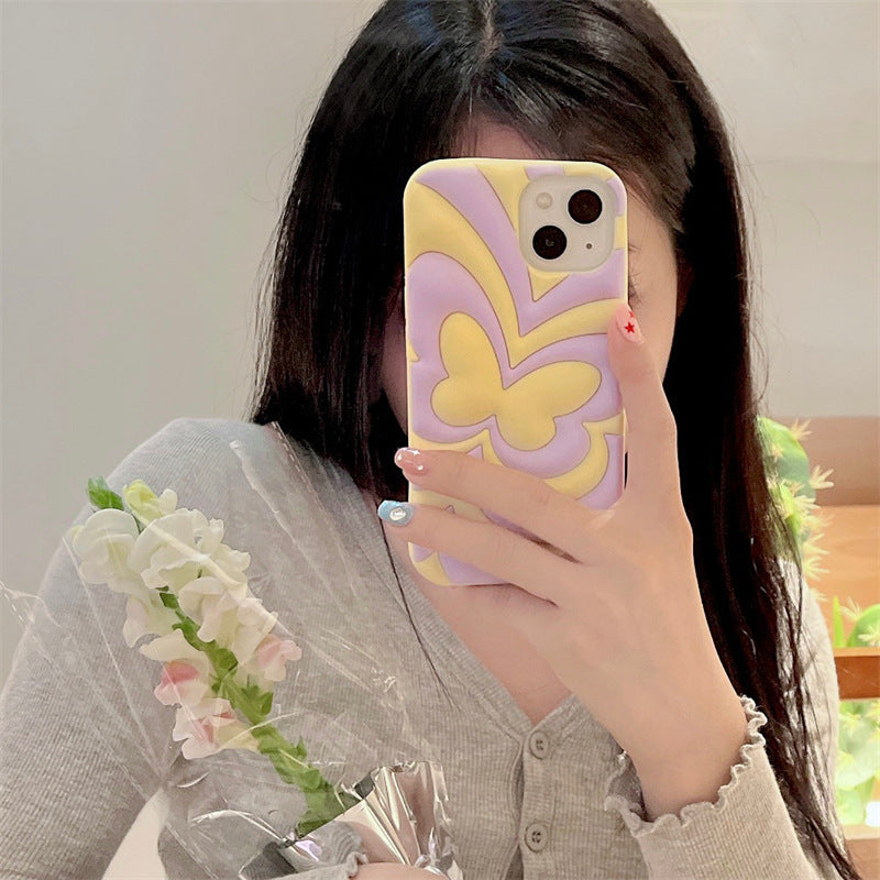 Summer Cream Butterfly Phone Case Stereo Soft Silicone Mobile Phone Protective Shell Heritage cosmetics and beauty care