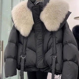 Winter Black Cotton-padded Clothes Coat For Women