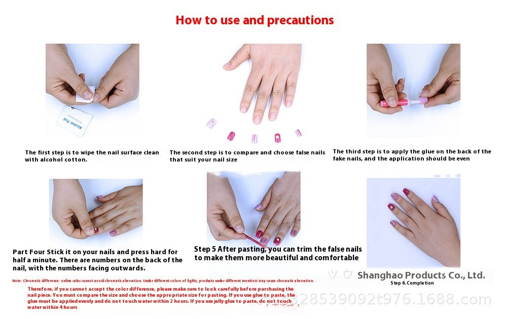 Bride French Diamond Fragments Fake Nail Sticker Long - Heritage cosmetics and beauty care