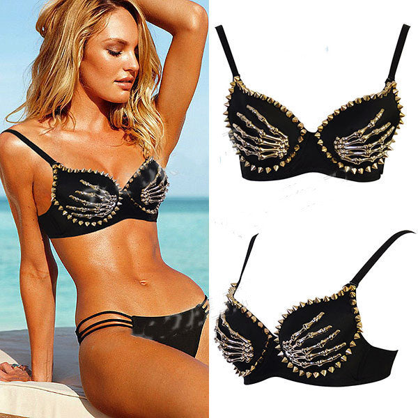 Women Nightclub Black Finger Bra - Heritage cosmetics and beauty care