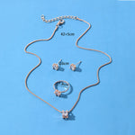 Four-claw Clip Diamond Earrings Necklace Set Geometric Female - Heritage cosmetics and beauty care