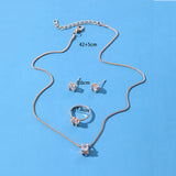 Four-claw Clip Diamond Earrings Necklace Set Geometric Female - Heritage cosmetics and beauty care