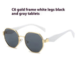 New Polygonal Sunglasses Wide Leg Metal Large Rim Sunglasses Women - Heritage cosmetics and beauty care