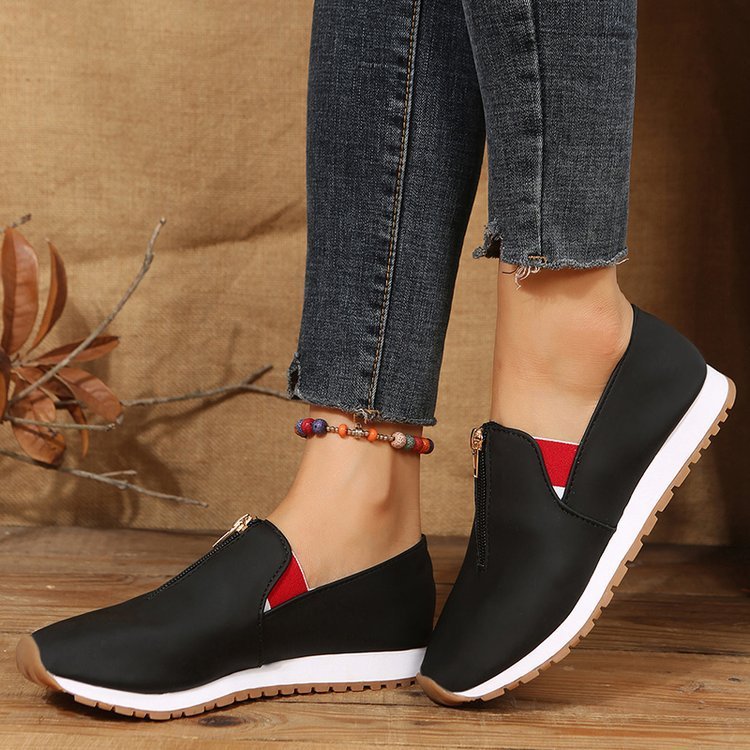 Zip Flats Shoes Comfortable Non Slip Loafers Women - Heritage cosmetics and beauty care