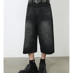 American Black Gray Loose Trousers Loose Denim Cropped Pants - Heritage cosmetics and beauty care