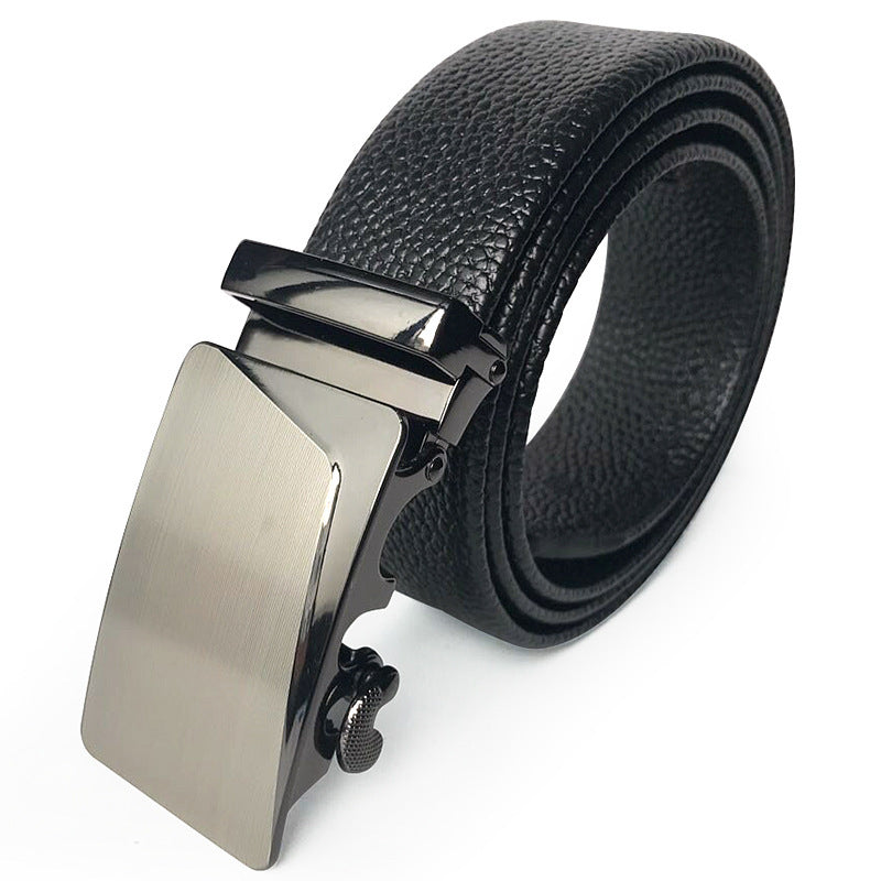 Scratch-resistant Edging Microfiber Belt Men's Automatic Buckle With Lychee Pattern - Heritage cosmetics and beauty care