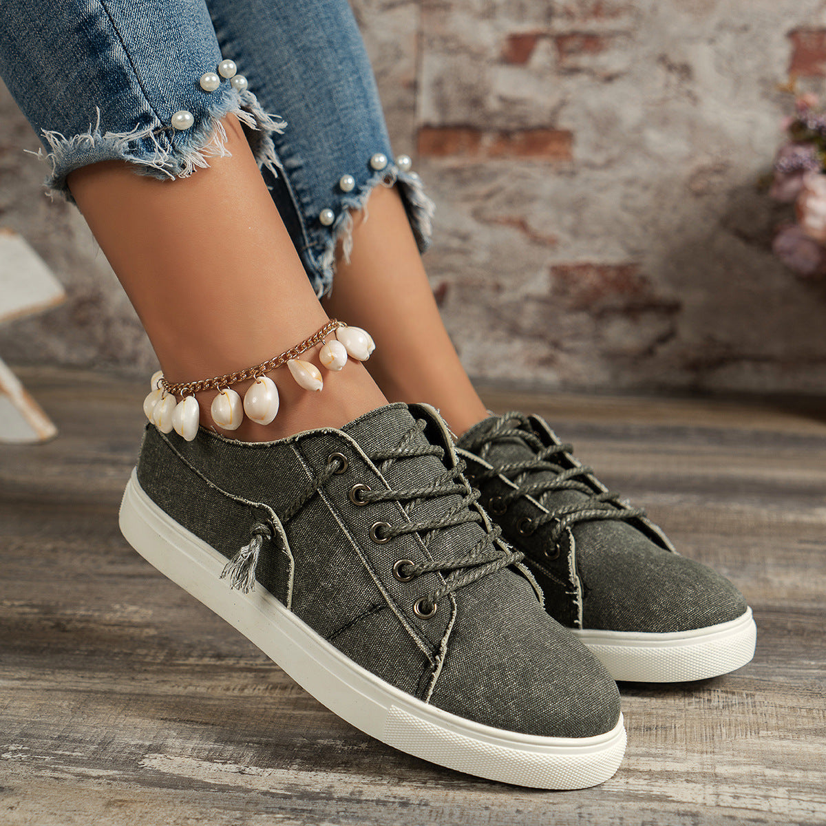 Denim Low-top Lace-up Sports Casual Shoes Heritage cosmetics and beauty care