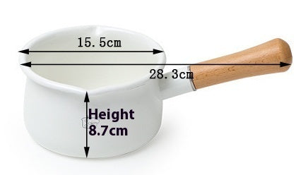 Enamel Enamel Soup Pot Non-stick Double Mouth Wooden Handle - Heritage cosmetics and beauty care