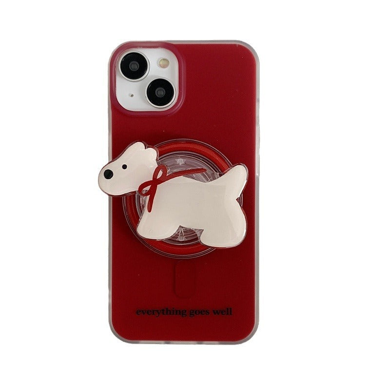 Retro New Year Red Bow Tie Puppy Drop-resistant Phone Case Heritage cosmetics and beauty care