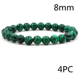 Classic Black Matte Green Malachite Bracelets Suitable Women Men Elastic Strand Jewelry - Heritage cosmetics and beauty care