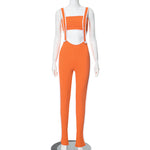 Color Matching Sunken Stripe Suspender Pants Sports And Leisure Suit - Heritage cosmetics and beauty care