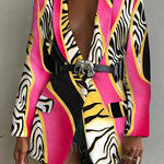 Fashion Printed Shawl Collar Single-breasted Belt Blazer Women - Heritage cosmetics and beauty care