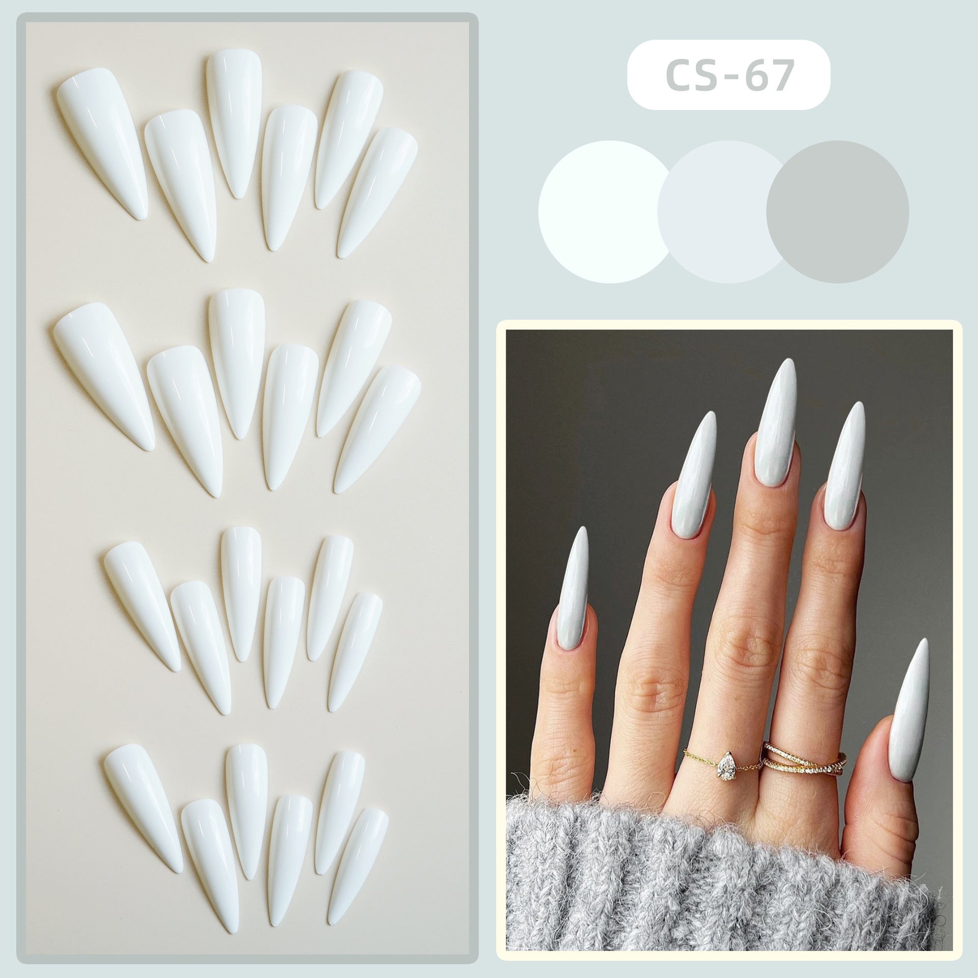 Artistic Pointed White Fake Nail Tip - Heritage cosmetics and beauty care