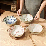 Binaural Soup Household Vintage Noodle Bowl Ramen Ceramic Big Soup Basin Tableware - Heritage cosmetics and beauty care